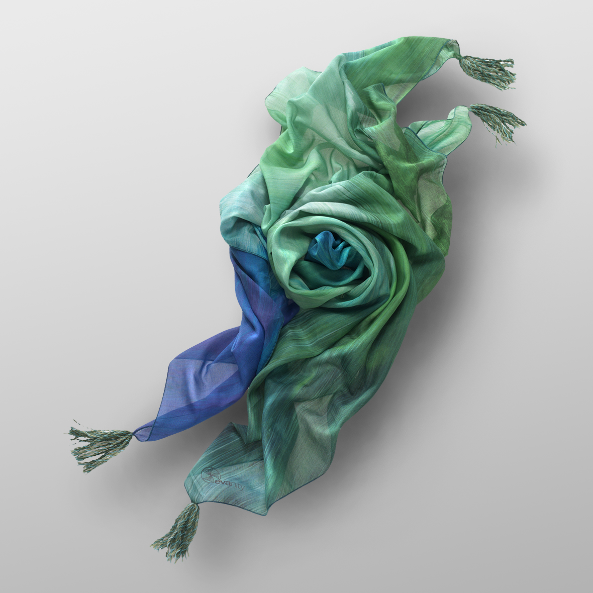 cotton- silk foulard GREEN LEAVES